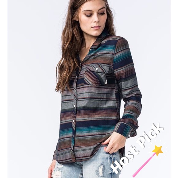 Roxy Tops - ROXY Camp Site Flannel Long Sleeve Button Down